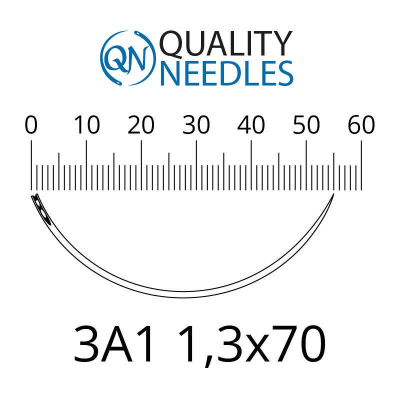 Голки хірургічні колючі, 3/8, пружинне вушко, розмір 1,3х70 мм, 10 шт.